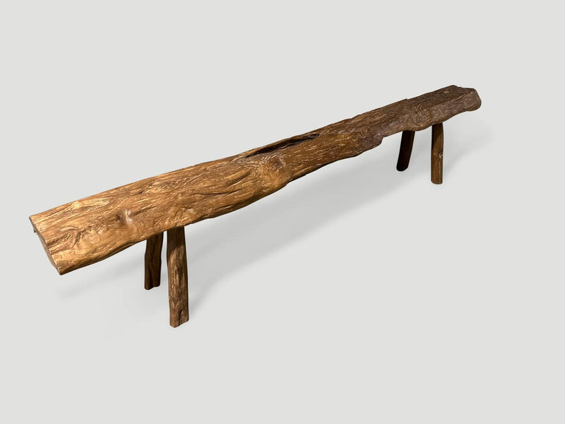 Antique Log Style Bench