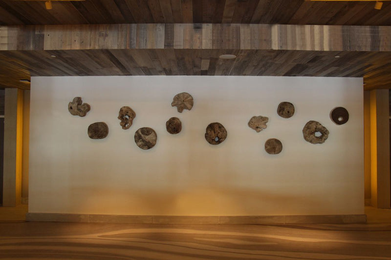 Triple Burnt Erosion Teak Sculptures