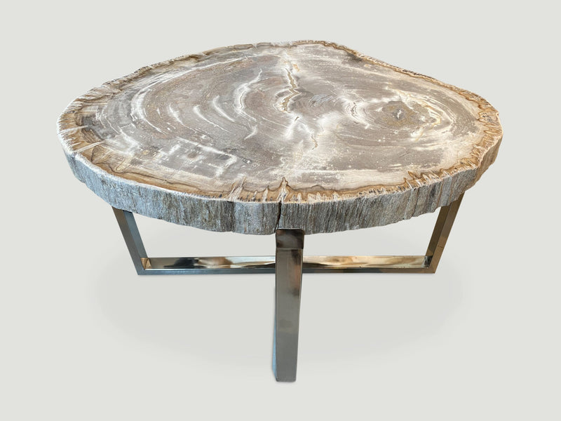 High Quality Petrified Wood Slab Top Side Table
