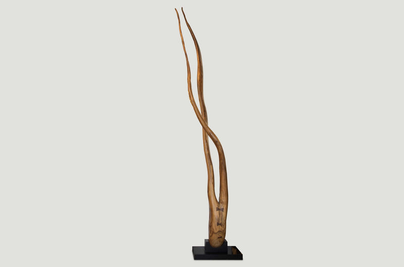 Girl Upside Down Suar Wood Sculpture