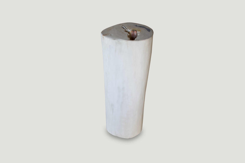 Super Smooth White and Black Petrified Wood Side Table