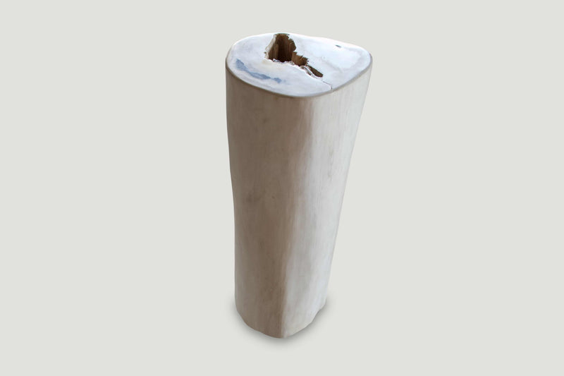 Super Smooth White and Black Petrified Wood Side Table