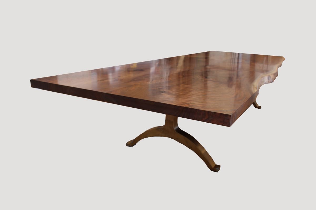 Walnut Dining Table With Bronze Base