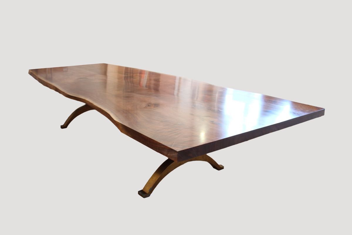 Walnut Dining Table With Bronze Base
