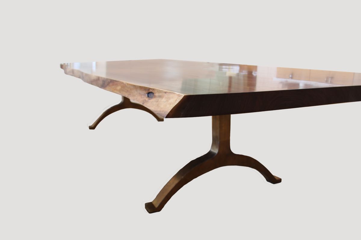 Walnut Dining Table With Bronze Base