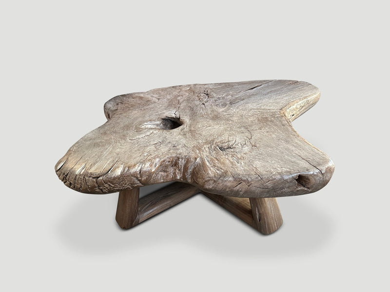Impressive Single Slab Teak Wood Coffee Table