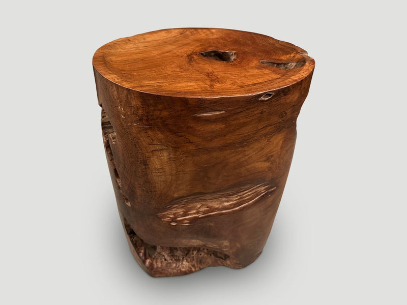 Sculptural Teak Tray Side Table