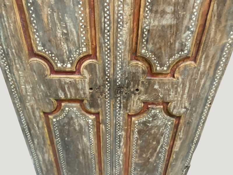 Antique Temple Door with Shell Inlay
