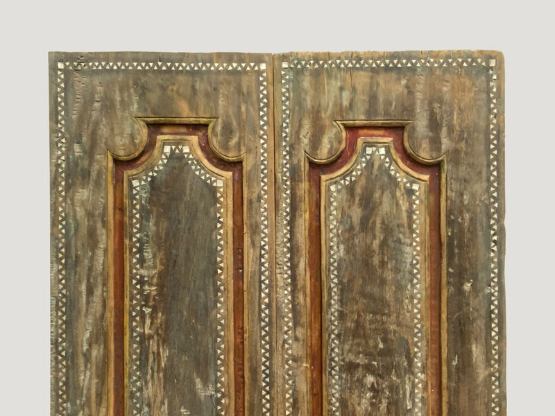 Antique Temple Door with Shell Inlay
