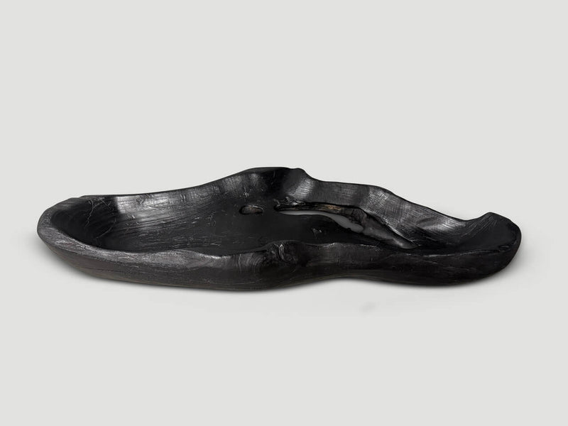 Sculptural Charred Teak Wood Vessel