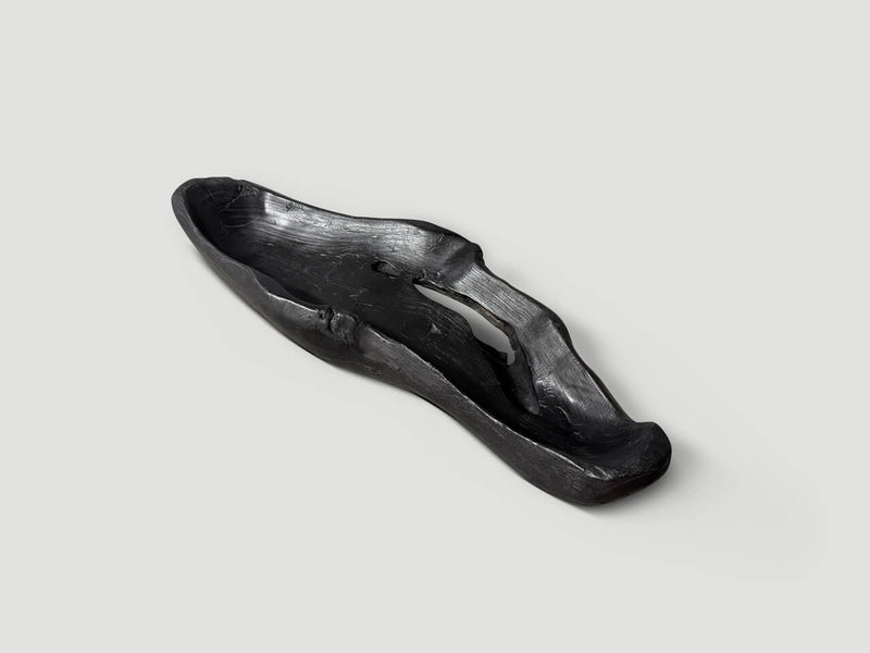 Sculptural Charred Teak Wood Vessel