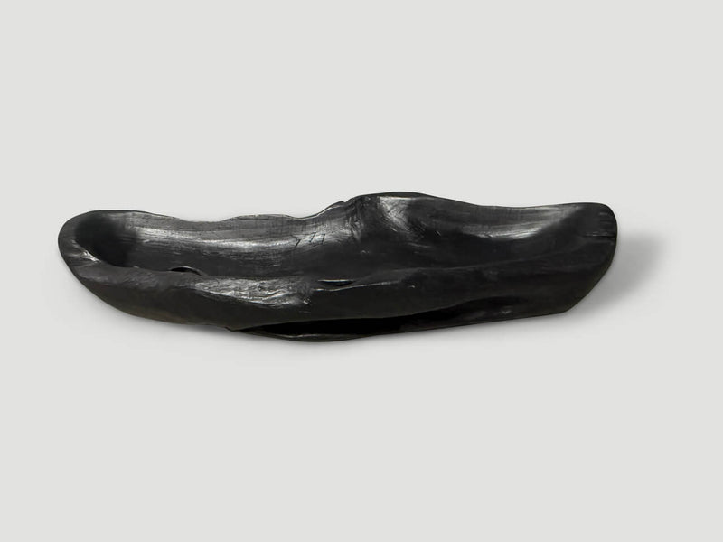 Sculptural Charred Teak Wood Vessel
