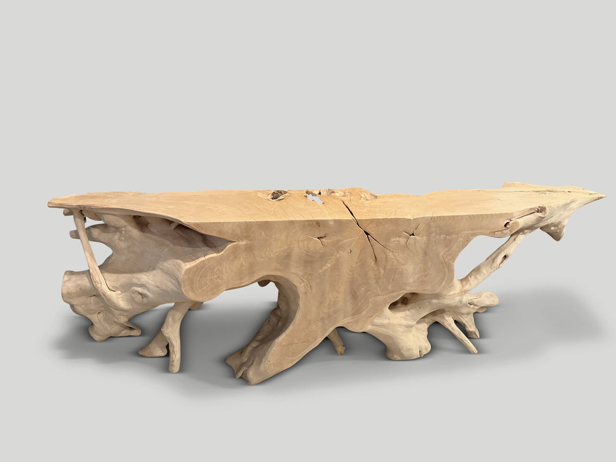 Monumental Bleached Teak Console Table