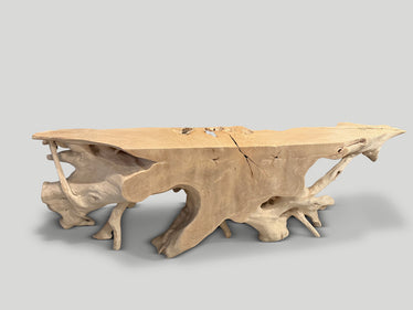 Monumental Bleached Teak Console Table