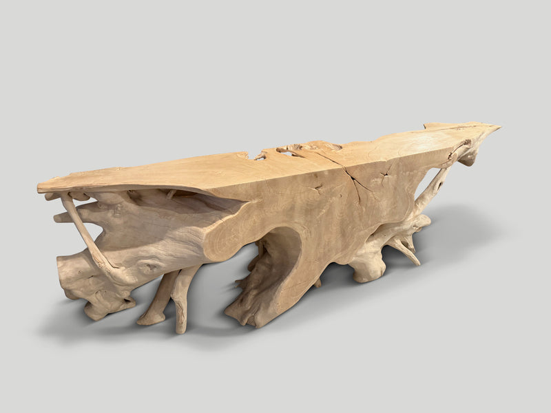 Monumental Bleached Teak Console Table