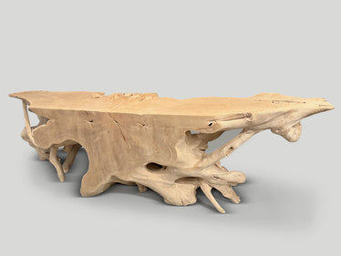 Monumental Bleached Teak Console Table