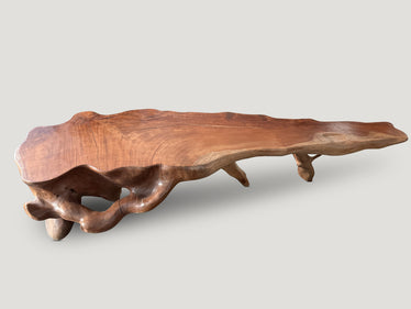 Monumental Mahogany Wood Sculptural Console Table