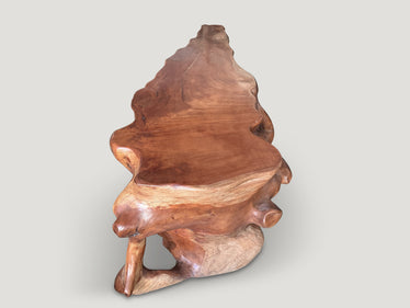 Monumental Mahogany Wood Sculptural Console Table