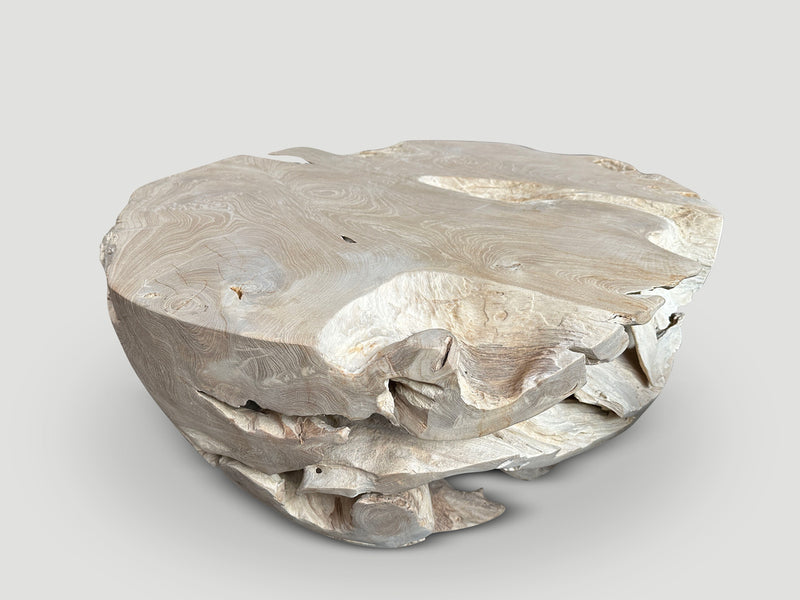 Organic Drum Shape Teak Wood Coffee Table
