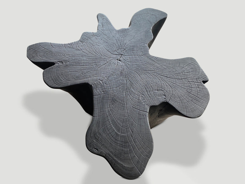 Sculptural Charred Teak Wood Coffee Table