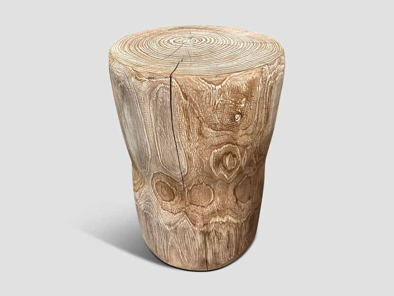 Hand Carved Teak Side Table or Stool