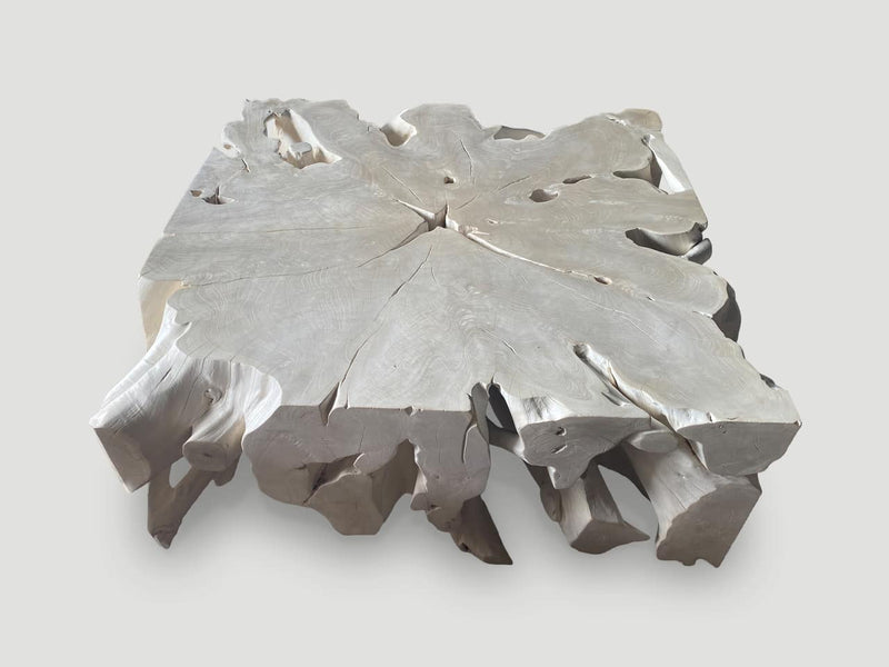 Impressive Bleached Teak Wood Coffee Table or Console