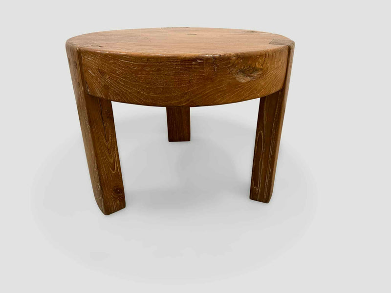 Natural Teak Wood Round Side Table
