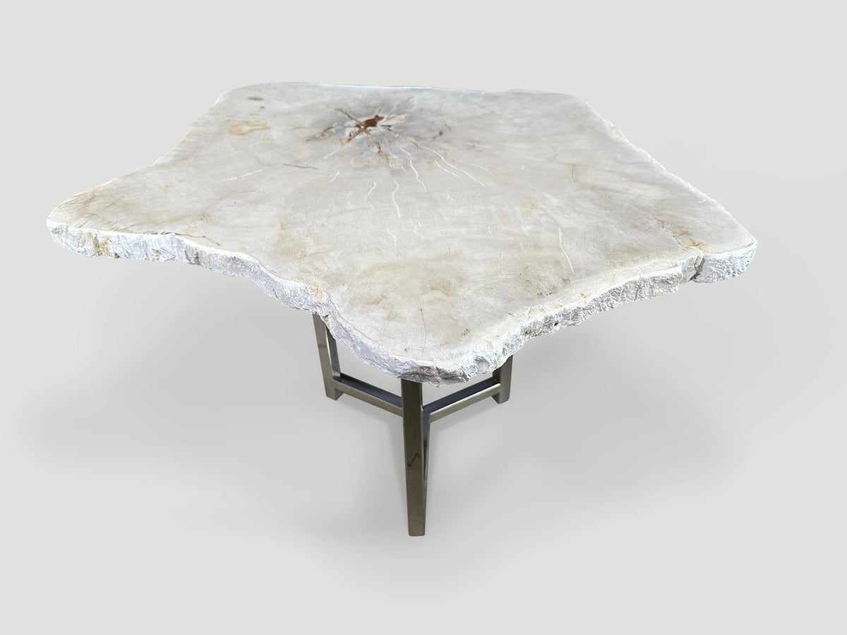 Minimalist Super Smooth Petrified Wood Tall Side Table