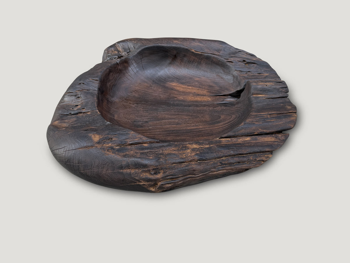Over Sized Charred Sculptural Teak Vessel