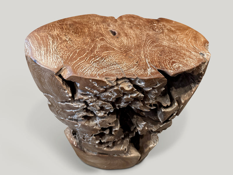 Organic Cerused Teak Side Table