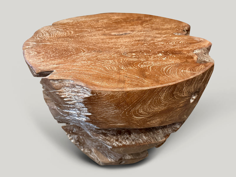 Organic Cerused Teak Side Table