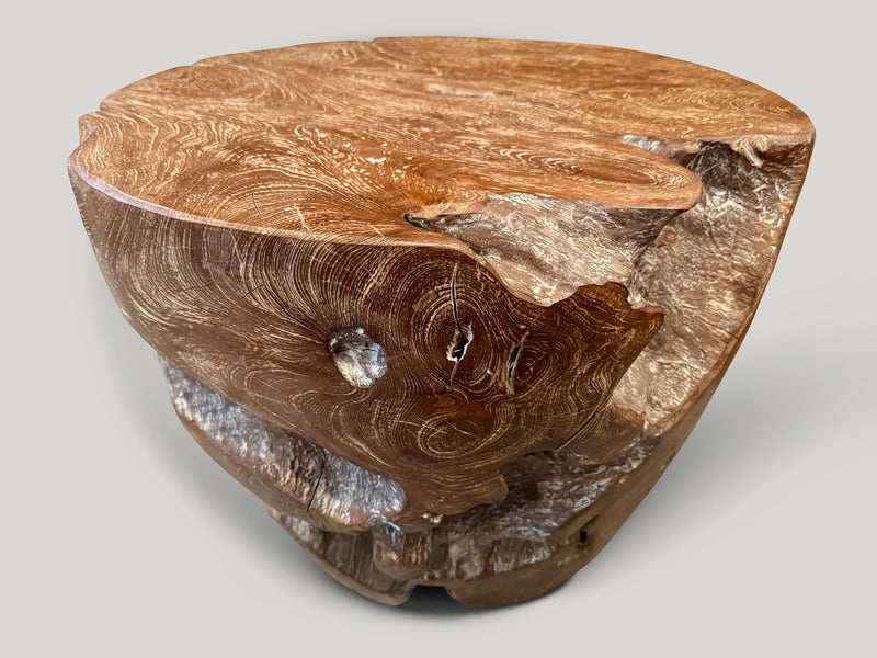 Organic Cerused Teak Side Table