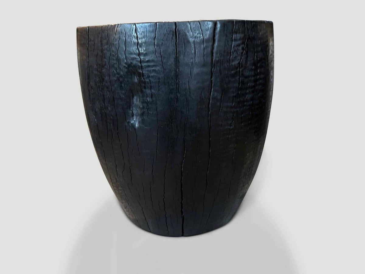 Polished Drum Shape Side Table