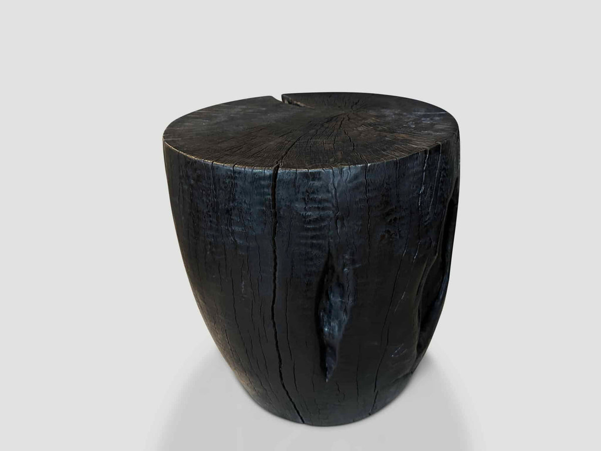 Polished Drum Shape Side Table