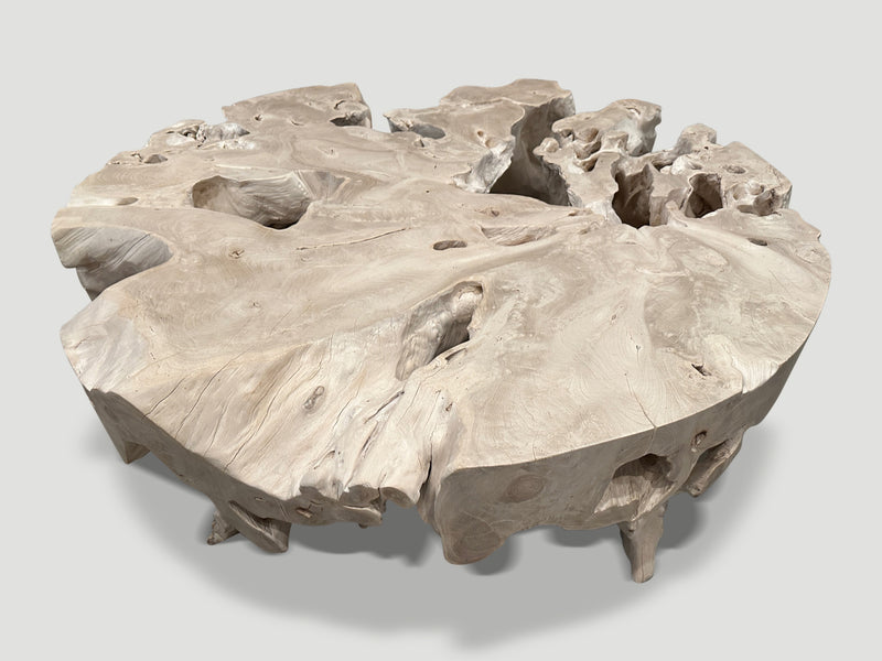 St. Barts Round Bleached Teak Coffee Table