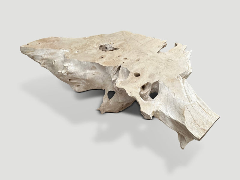 Bleached Sculptural Teak Coffee Table