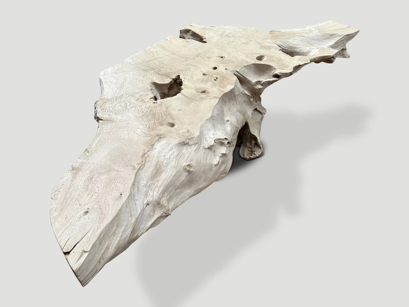 Bleached Sculptural Teak Coffee Table