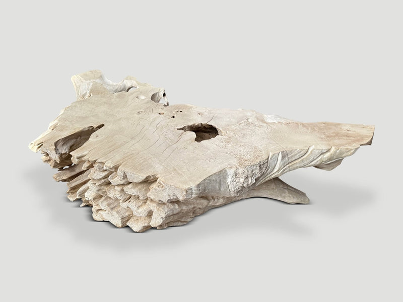 Bleached Sculptural Teak Coffee Table