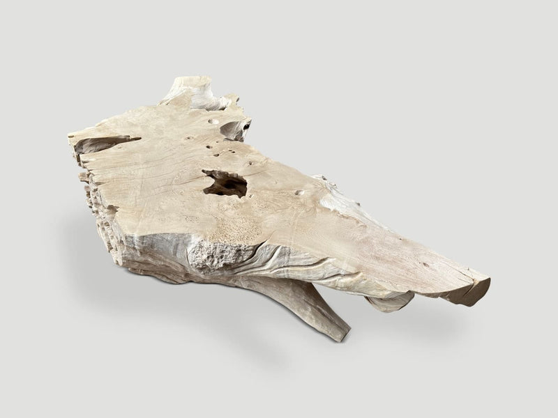 Bleached Sculptural Teak Coffee Table