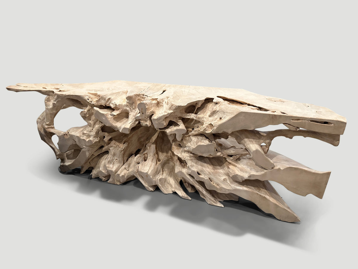 Monumental Bleached Teak Console Table