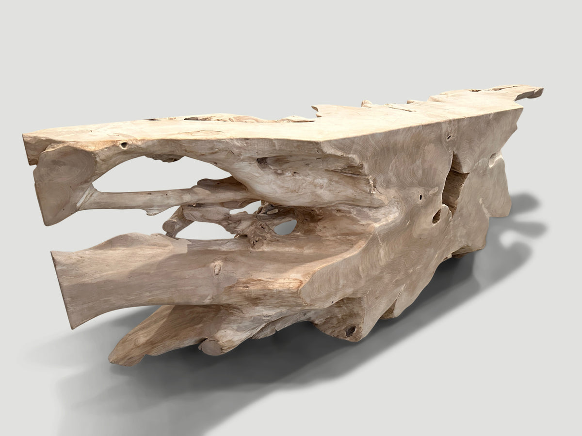 Monumental Bleached Teak Console Table