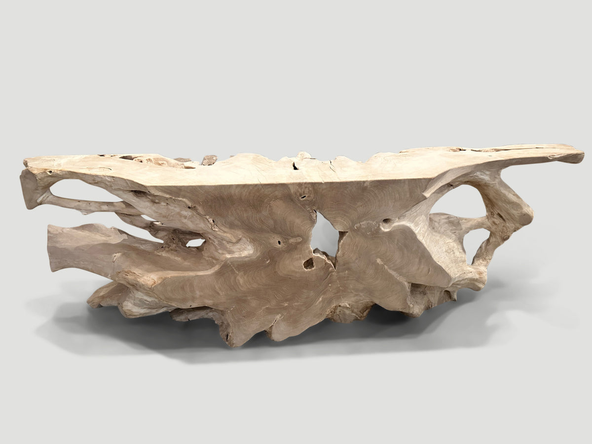 Monumental Bleached Teak Console Table