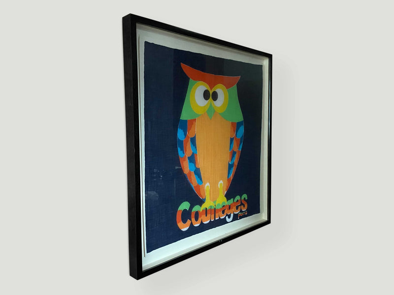 Framed Vintage Courrèges Owl Scarf From Paris France