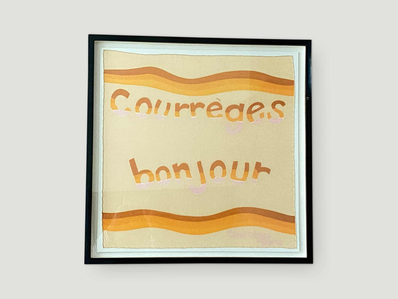 Framed Vintage Courrèges Bonjour Scarf From Paris France
