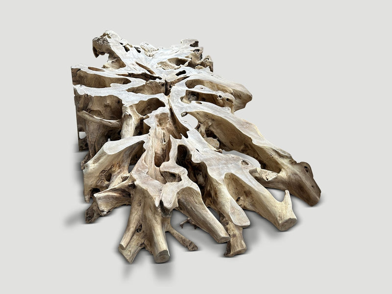Monumental Teak and Rock Coffee Table, Screen or Headboard
