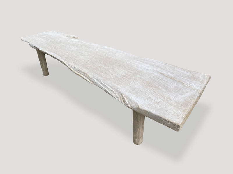 Minimalist Live Edge Teak Wood Coffee Table or Bench