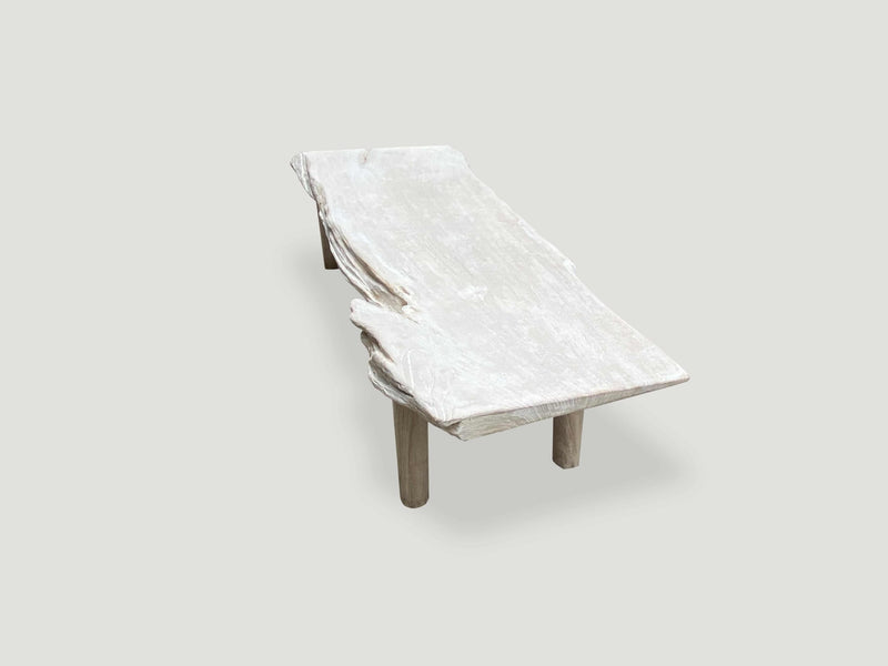 Minimalist Live Edge Teak Wood Coffee Table or Bench