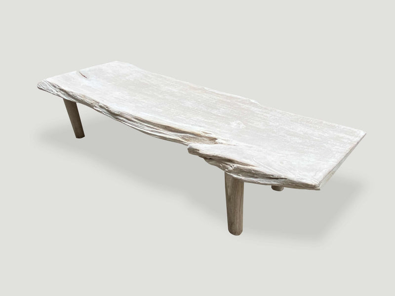 Minimalist Live Edge Teak Wood Coffee Table or Bench
