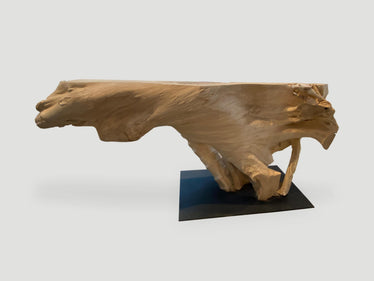 Massive Bleached Teak Console Table