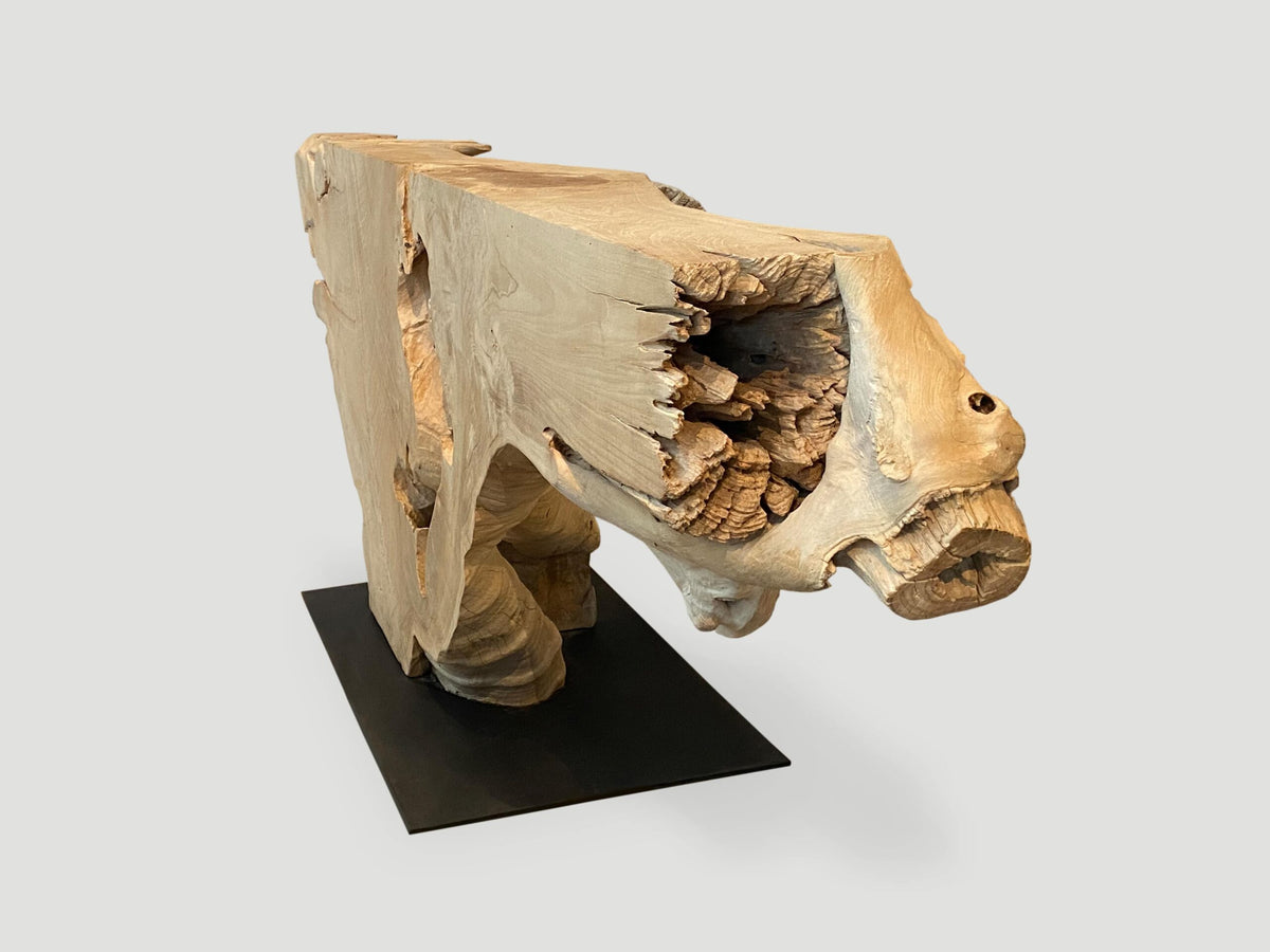 Massive Bleached Teak Console Table